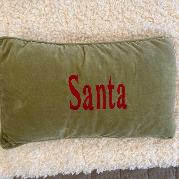 BALLARD DESIGN VELVET GREEN "SANTA" PILLOW COVER ONLY 11 X 20 IN CHRISTMAS - Picture 2 of 7